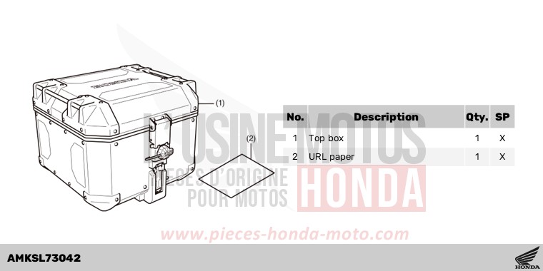 KIT,TOP BOX(AL) de Africa Twin DCT GRAND PRIX RED (R380B) 2023